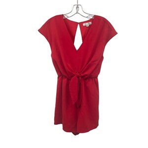 She+Sky Womens Cap Sleeve Romper Twisted Front Red Size Small Keyhole